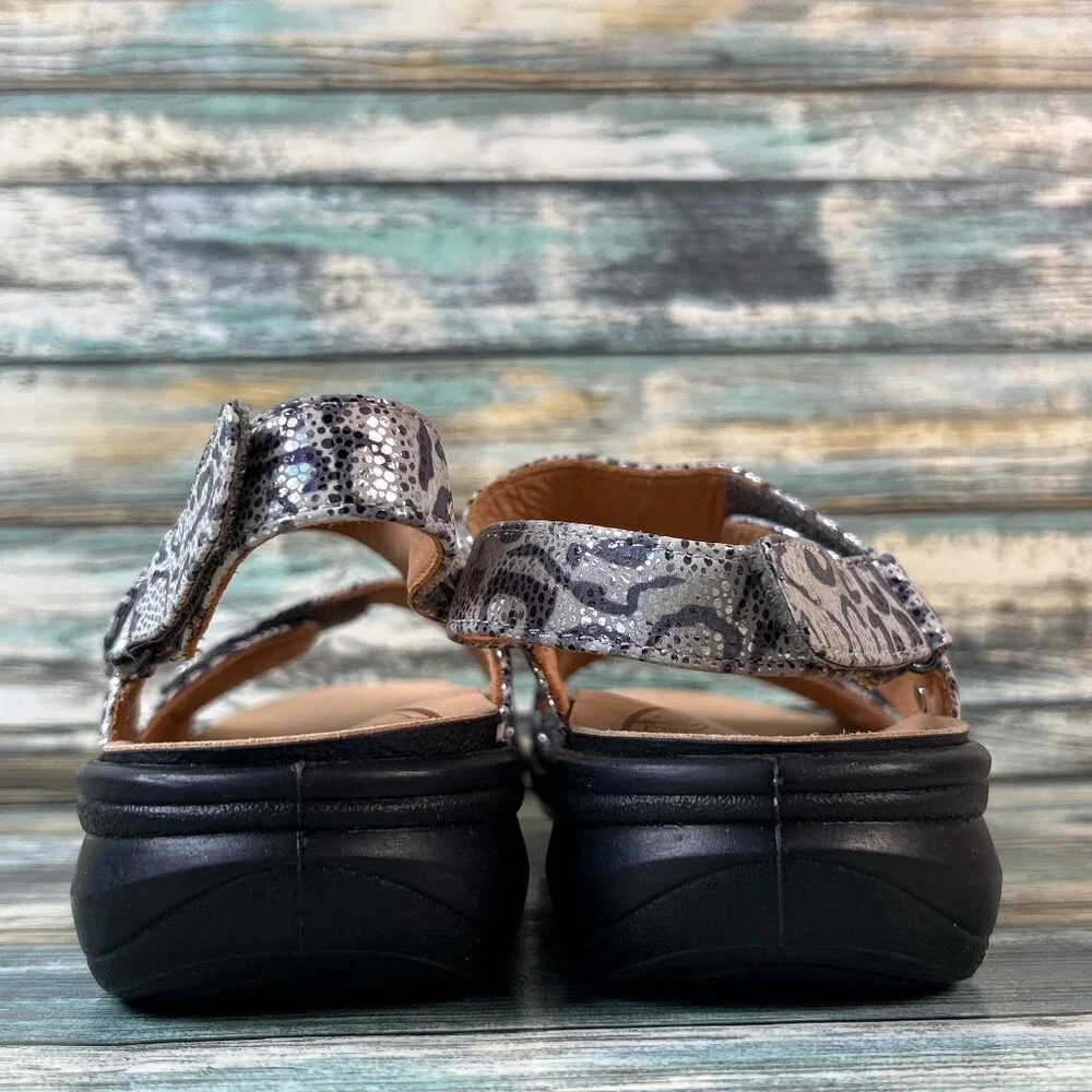 Revere Slingback Comfort Sandal 5M Silver Leather Open Toe Arch Support Walking